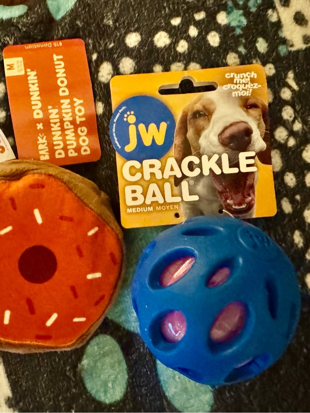 JW Crackle Ball Dog Toy - Blue with Purple Inserts-2 toys.